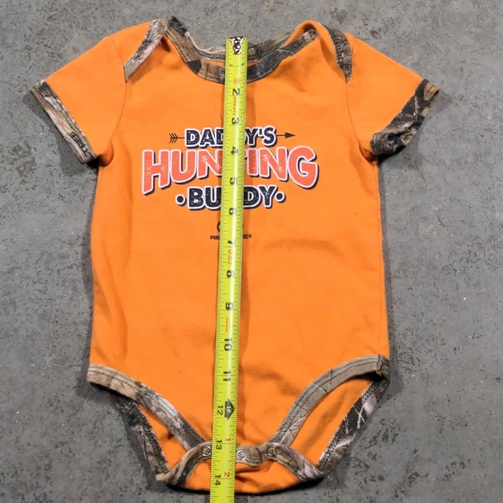 Realtree‎ Daddy's Hunting Buddy Onesie 3-6M Orange Camo Trim Baby Bodysuit